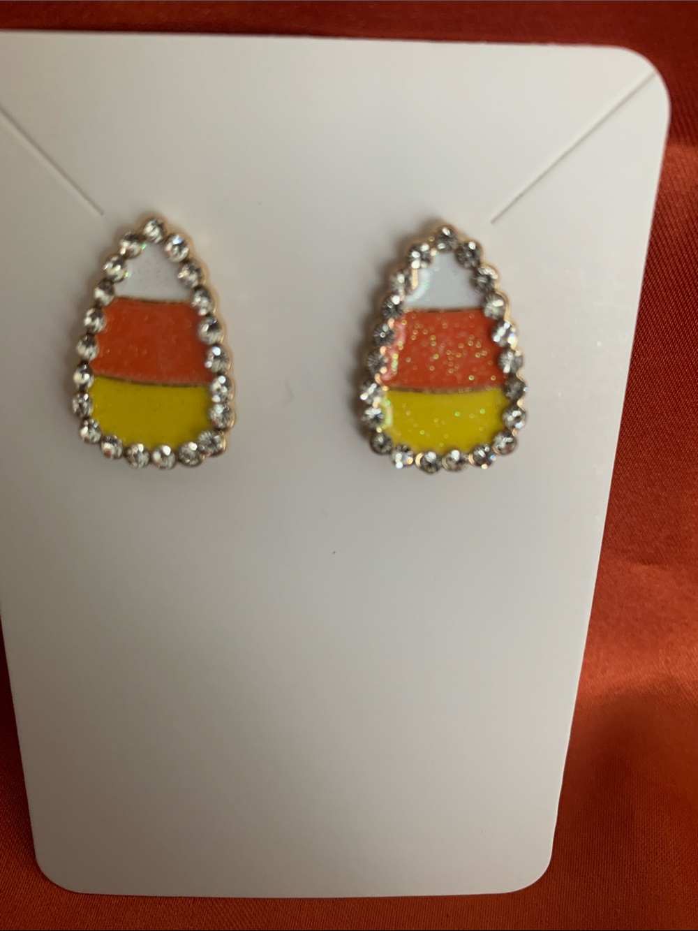 Candy Corn Teardrop Stud Earrings - Yellow & Orange